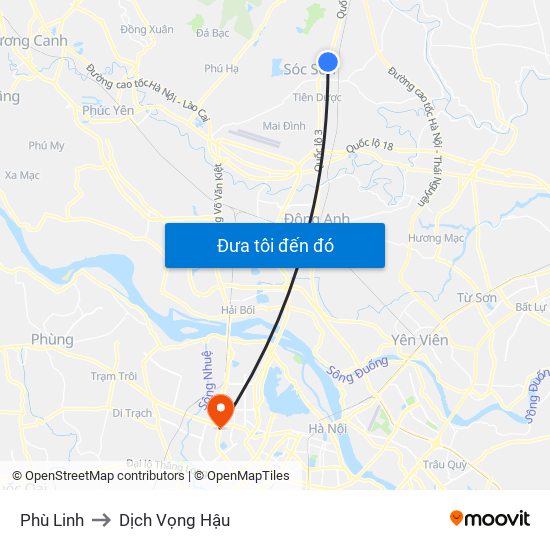 Phù Linh to Dịch Vọng Hậu map