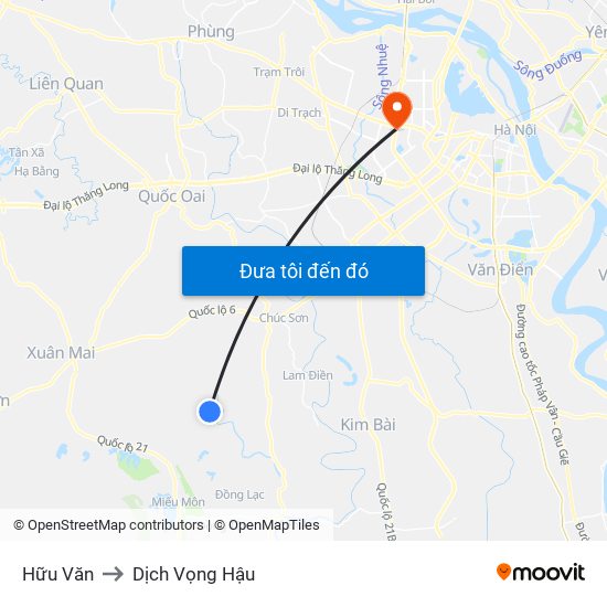 Hữu Văn to Dịch Vọng Hậu map
