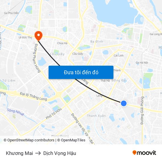 Khương Mai to Dịch Vọng Hậu map