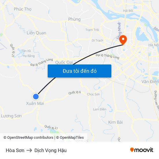 Hòa Sơn to Dịch Vọng Hậu map