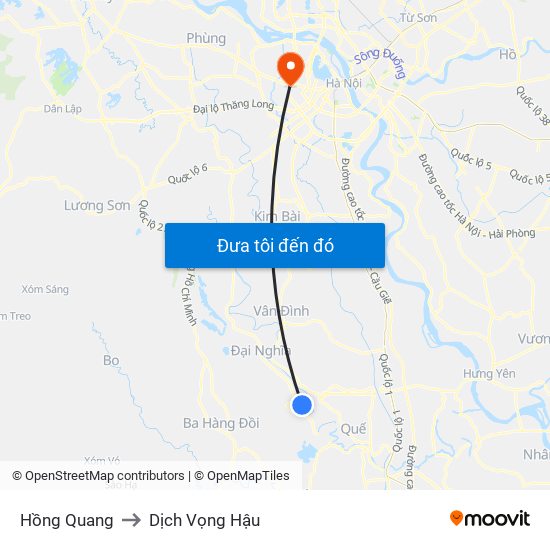 Hồng Quang to Dịch Vọng Hậu map