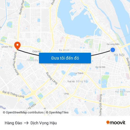 Hàng Đào to Dịch Vọng Hậu map