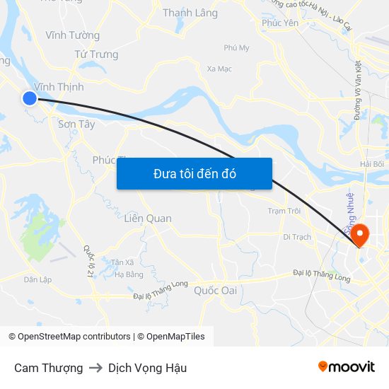 Cam Thượng to Dịch Vọng Hậu map