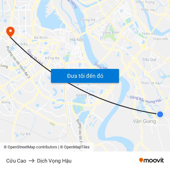 Cửu Cao to Dịch Vọng Hậu map