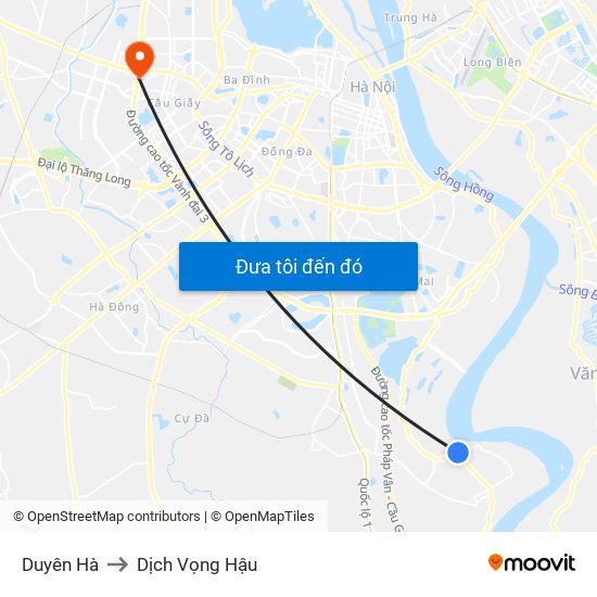 Duyên Hà to Dịch Vọng Hậu map