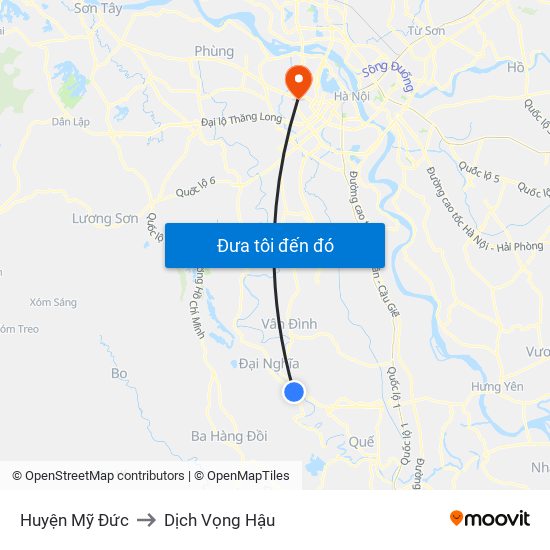 Huyện Mỹ Đức to Dịch Vọng Hậu map