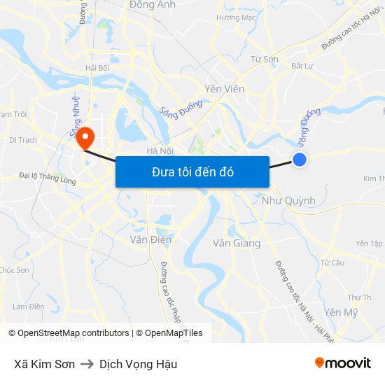 Xã Kim Sơn to Dịch Vọng Hậu map