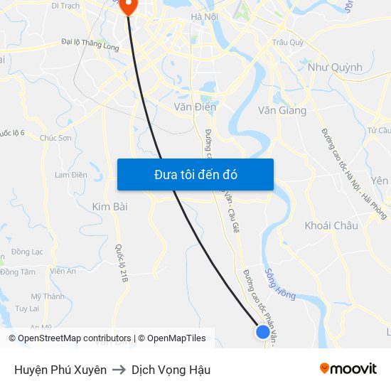 Huyện Phú Xuyên to Dịch Vọng Hậu map