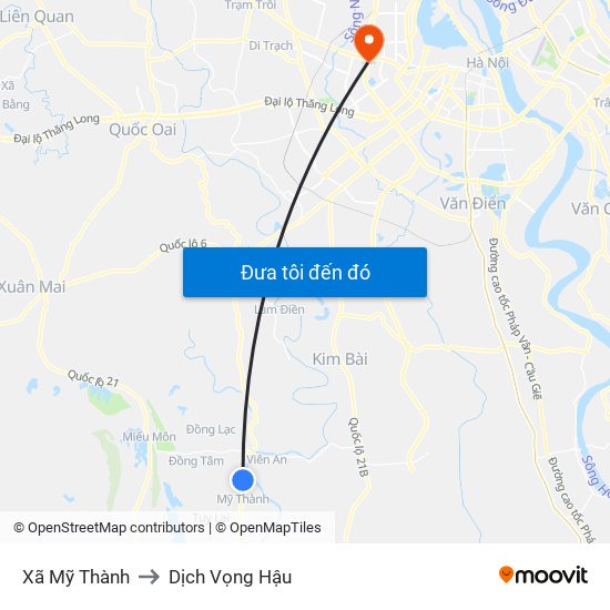 Xã Mỹ Thành to Dịch Vọng Hậu map