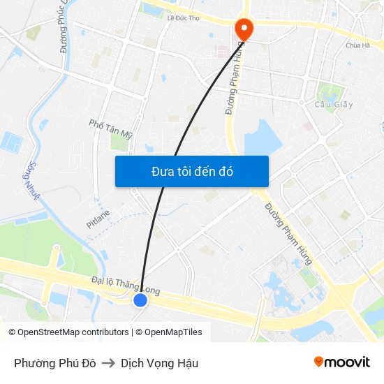 Phường Phú Đô to Dịch Vọng Hậu map