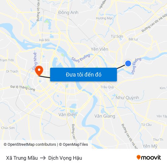 Xã Trung Mầu to Dịch Vọng Hậu map