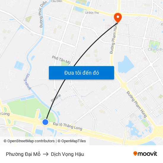 Phường Đại Mỗ to Dịch Vọng Hậu map