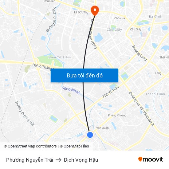 Phường Nguyễn Trãi to Dịch Vọng Hậu map