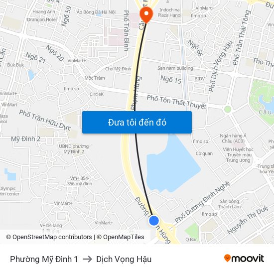 Phường Mỹ Đình 1 to Dịch Vọng Hậu map