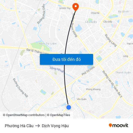 Phường Hà Cầu to Dịch Vọng Hậu map