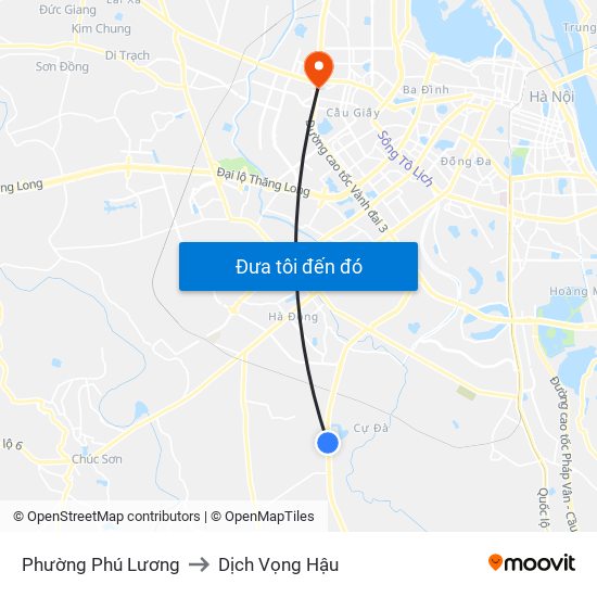 Phường Phú Lương to Dịch Vọng Hậu map