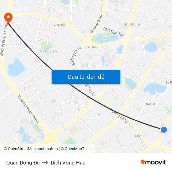 Quận Đống Đa to Dịch Vọng Hậu map