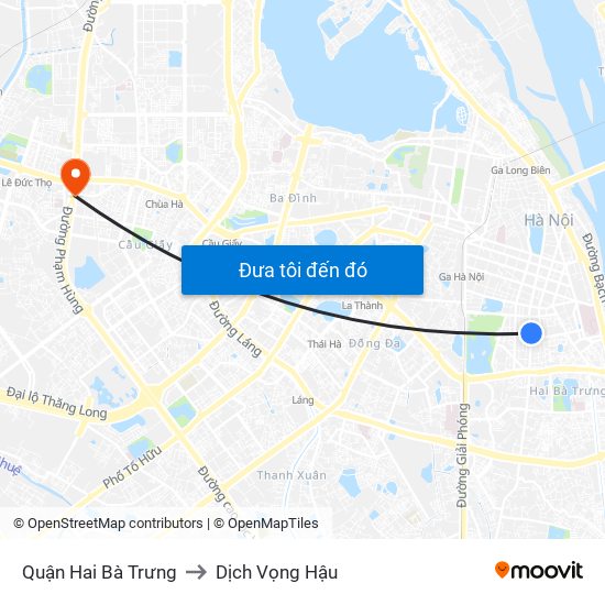 Quận Hai Bà Trưng to Dịch Vọng Hậu map