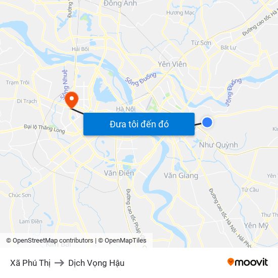 Xã Phú Thị to Dịch Vọng Hậu map