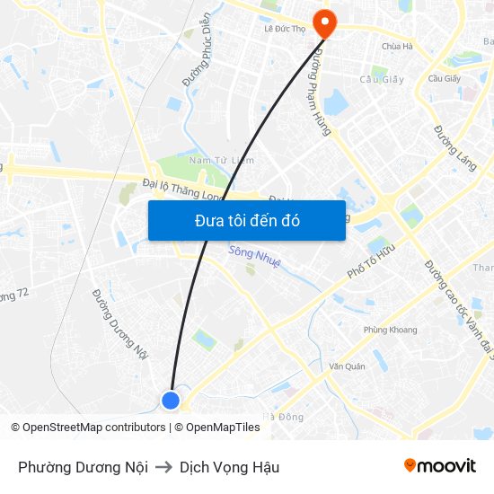 Phường Dương Nội to Dịch Vọng Hậu map