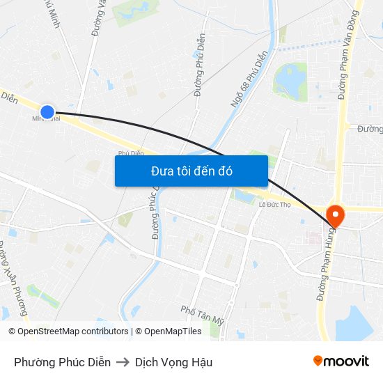 Phường Phúc Diễn to Dịch Vọng Hậu map