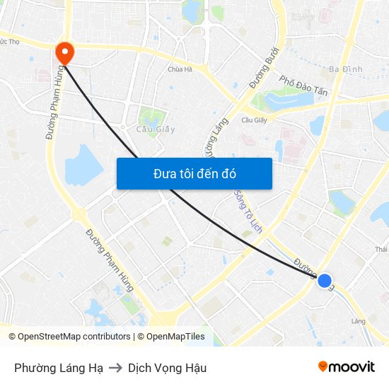 Phường Láng Hạ to Dịch Vọng Hậu map