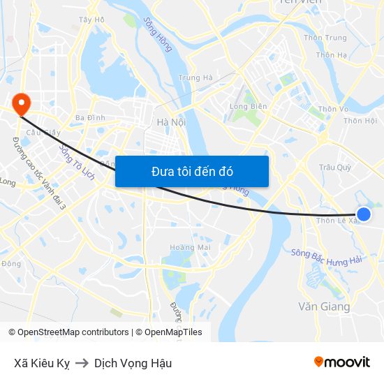 Xã Kiêu Kỵ to Dịch Vọng Hậu map
