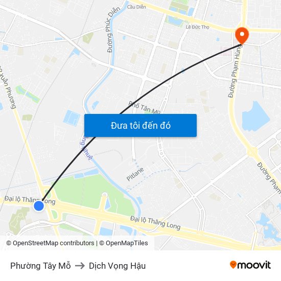 Phường Tây Mỗ to Dịch Vọng Hậu map
