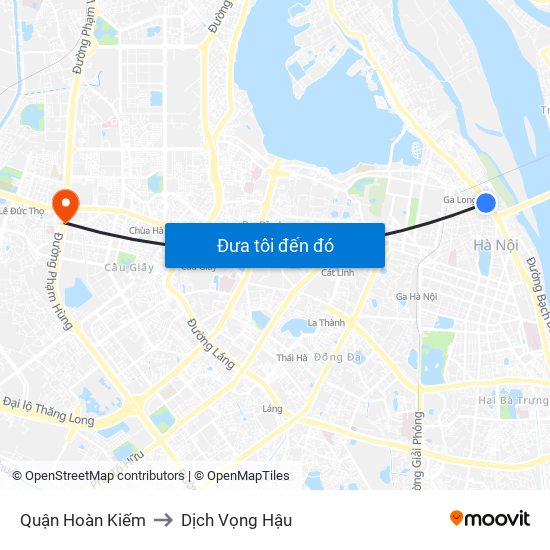 Quận Hoàn Kiếm to Dịch Vọng Hậu map