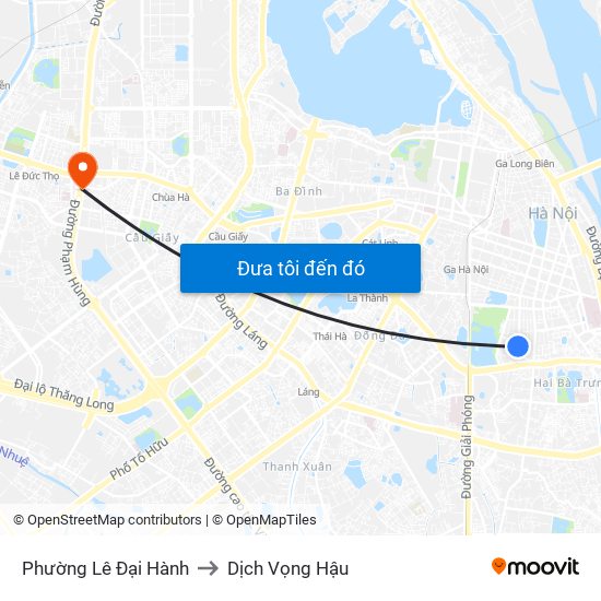 Phường Lê Đại Hành to Dịch Vọng Hậu map