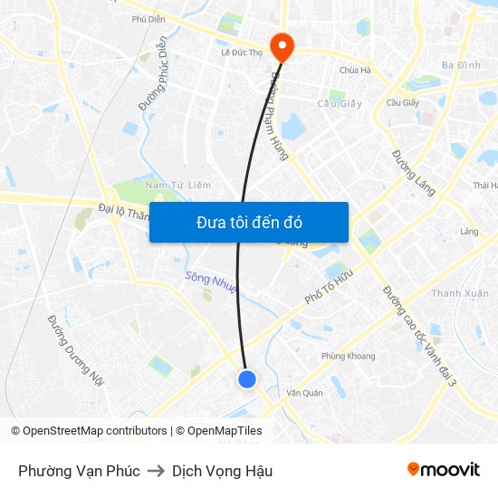 Phường Vạn Phúc to Dịch Vọng Hậu map