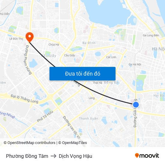 Phường Đồng Tâm to Dịch Vọng Hậu map