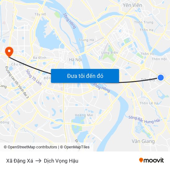 Xã Đặng Xá to Dịch Vọng Hậu map