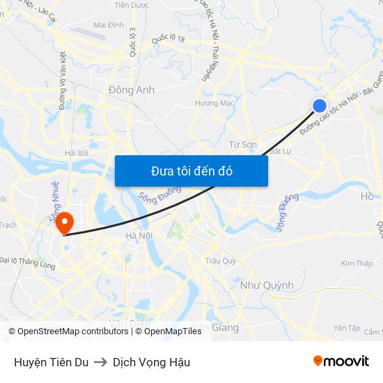 Huyện Tiên Du to Dịch Vọng Hậu map