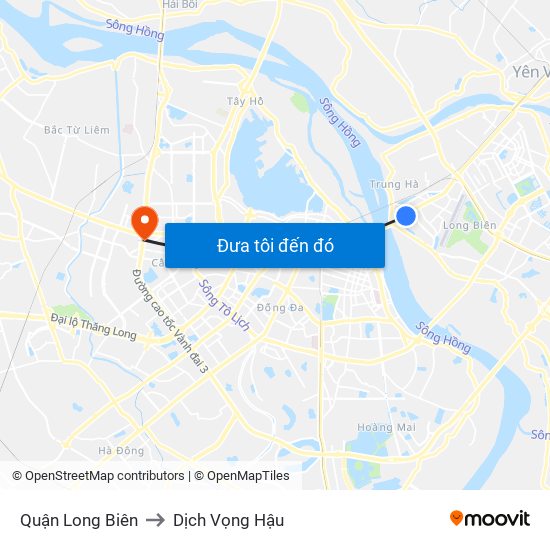 Quận Long Biên to Dịch Vọng Hậu map