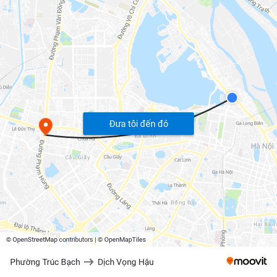 Phường Trúc Bạch to Dịch Vọng Hậu map