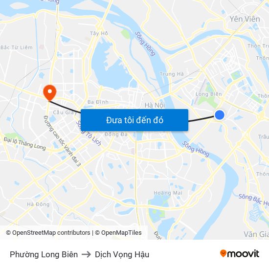 Phường Long Biên to Dịch Vọng Hậu map