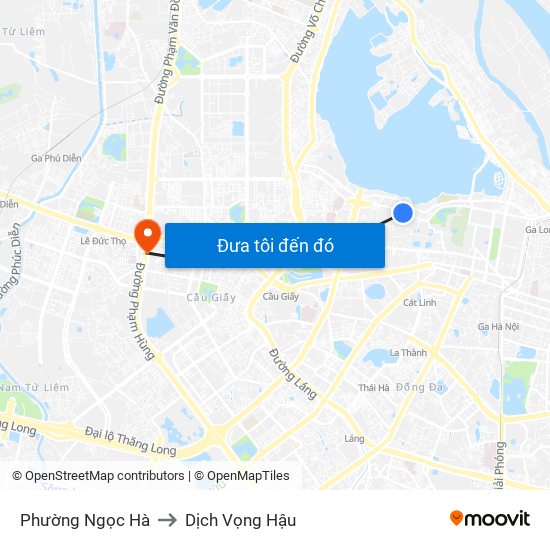 Phường Ngọc Hà to Dịch Vọng Hậu map