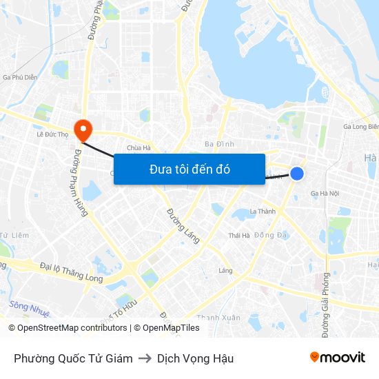 Phường Quốc Tử Giám to Dịch Vọng Hậu map