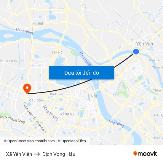 Xã Yên Viên to Dịch Vọng Hậu map