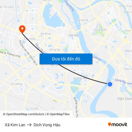 Xã Kim Lan to Dịch Vọng Hậu map