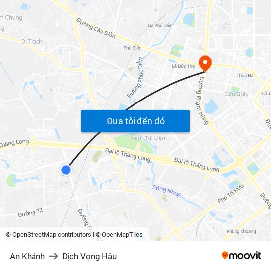 An Khánh to Dịch Vọng Hậu map