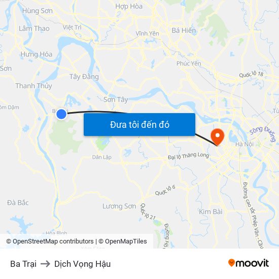 Ba Trại to Dịch Vọng Hậu map