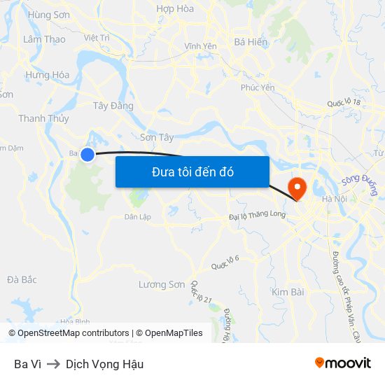 Ba Vì to Dịch Vọng Hậu map