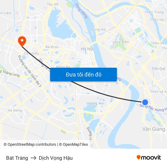 Bát Tràng to Dịch Vọng Hậu map