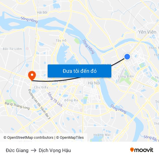 Đức Giang to Dịch Vọng Hậu map