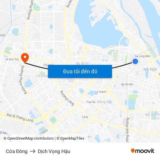 Cửa Đông to Dịch Vọng Hậu map