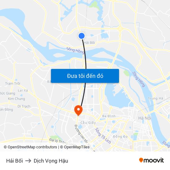 Hải Bối to Dịch Vọng Hậu map