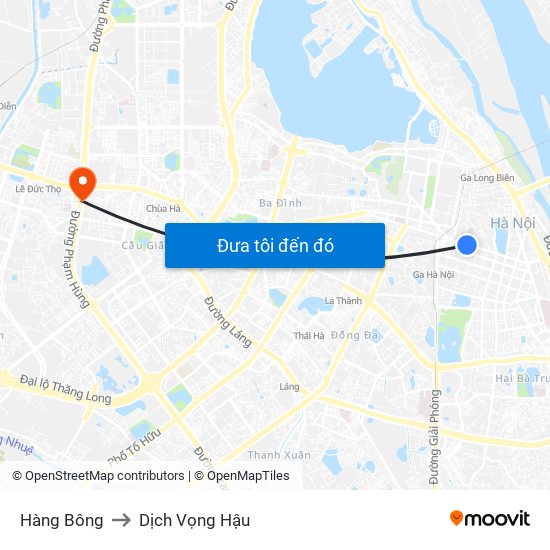 Hàng Bông to Dịch Vọng Hậu map