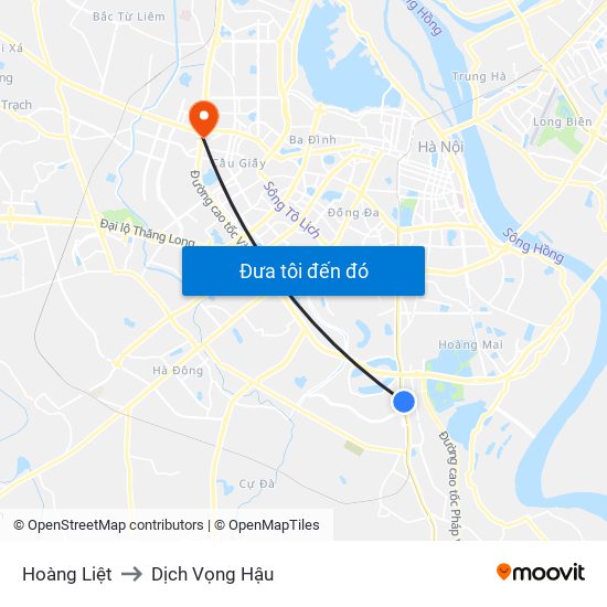 Hoàng Liệt to Dịch Vọng Hậu map